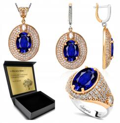 Ottomania Ezüst Ékszer Szett 925 Zafír Cirkónia Női Szett Gravírozás (kpl-105_24r)