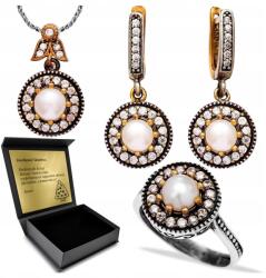 Ottomania 925-ÖS Ezüst Ékszerszett Cirkóniákkal És Gyöngyökkel Nőknek Gravírozás (R022_22r)