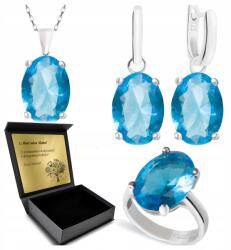 Ottomania 925-ÖS Ezüst Ékszerszett Kék Topázzal Nőknek Gravírozás (R036_22r)