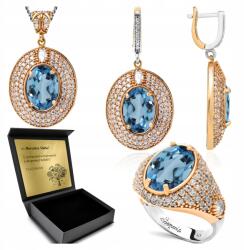 Ottomania Ezüst Ékszer Szett 925 Strasszok És Topáz Szett Nőknek Gravírozás (R151_18r)