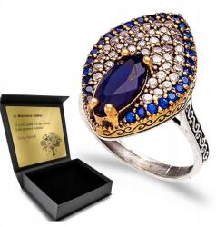 Ottomania Ezüst Gyűrű 925 Cirkónia Zafír Ékszer Női Gravírozás Ajándék (kpl-009p_11r)