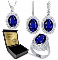 Ottomania Ezüst Ékszer Szett 925 Zafír Cirkónia Női Szett Gravírozás (R063_25r)
