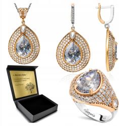 Ottomania Ezüst Ékszer Szett 925 Strasszok És Topáz Szett Nőknek Gravírozás (R141_10r)