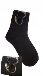 Pamut Zokni Fekete Női Zokni Cirkóniákkal Glamor 38-42 Macska