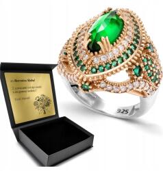 Ottomania Ezüst Gyűrű 925 Cirkónia Smaragd Ékszer Nőknek Gravírozás (kpl-106p_19r)