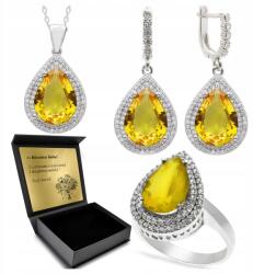 Ottomania Ezüst Ékszer Szett 925 Citrin Cirkónia Női Szett Gravírozás (R078_18r)