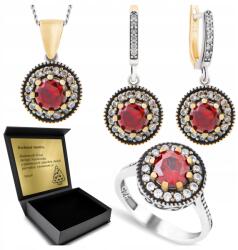 Ottomania 925-ÖS Ezüst Ékszerszett Cirkóniákkal És Rubinnal Nőknek Gravírozás (R024_17r)
