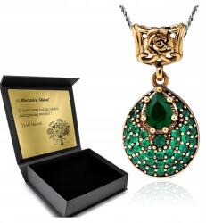 Ottomania Nyaklánc Ezüst 925 Cirkónia Smaragd Ékszer Női Gravírozás Ajándék (kpl-088n)