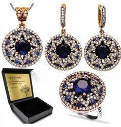 Ottomania Ezüst Ékszer Szett 925 Zafír Cirkónia Női Szett Gravírozás (kpl-039_12r)