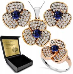 Ottomania Ezüst Ékszer Szett 925 Zafír Cirkónia Női Szett Gravírozás (R186_22r)