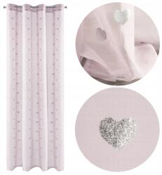 Eurofirany Függöny Benay 140x250 cm rózsaszín Ezüst Szív Fátyol Függöny (333844)