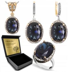 Ottomania 925-ÖS Ezüst Ékszerszett Cirkóniákkal És Zafírral Nőknek Gravírozás (R049_18r)