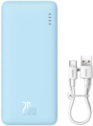 Baseus Airpow 20W 20000mAh Power Bank with, fehér Baseus Simple Series USB-A - USB-C 50cm Cable, kék