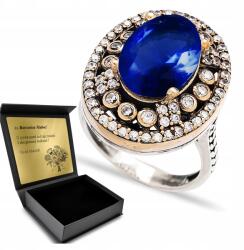 Ottomania Ezüst Gyűrű 925 Cirkónia Zafír Ékszer Nőknek Gravírozás (R171p_13r)