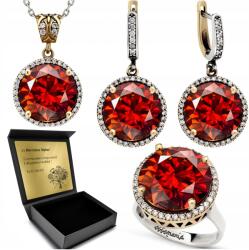 Ottomania 925-ÖS Ezüst Ékszerszett Cirkóniákkal És Gránáttal Nőknek Gravírozás (R028_20r)