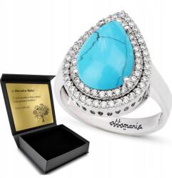 Ottomania Ezüst Gyűrű 925 Cirkónia Türkiz Női Ékszer Gravírozás (R114p_14r)