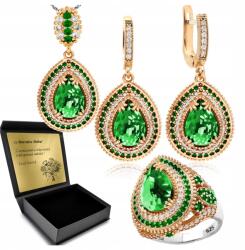 Ottomania Ezüst Ékszer Szett 925 Smaragd Strasszok Női Gravírozás Ajándék (kpl-116_16r)