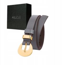 Arucce Öv, nadrághoz, keskeny, 90cm, arany csat, szürke, természetes marhabőr (ALB-120)