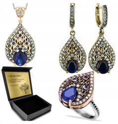 Ottomania Ezüst Ékszer Szett 925 Zafír Cirkónia Női Szett Gravírozás (kpl-026_19r)