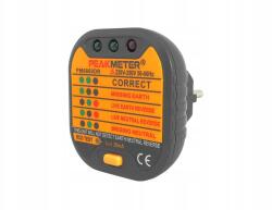 PeakMeter Dugaszolható teszter, RCD, LED, 230V, aljzatokhoz (PM6860DR)