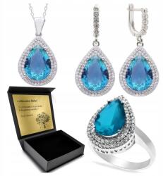 Ottomania Ezüst Ékszer Szett 925 Strasszok És Topáz Szett Nőknek Gravírozás (R077_17r)