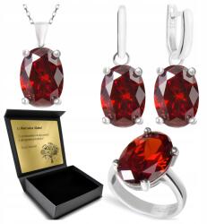 Ottomania 925-ÖS Ezüst Ékszerszett Gránáttal Nőknek Gravírozás Ajándék (R038_17r)