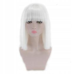 Korbi Paróka Vállig Érő Fehér Egyenes, Fodros Frufru W102 (W102)