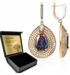 Ottomania Ezüst Fülbevaló 925 Strasszok És Topáz Ékszerek Nőknek Gravírozás (R133k)