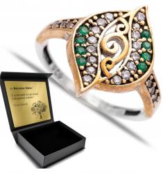 Ottomania Ezüst Gyűrű 925 Cirkónia Smaragd Ékszer Nőknek Gravírozás (kpl-017p_11r)