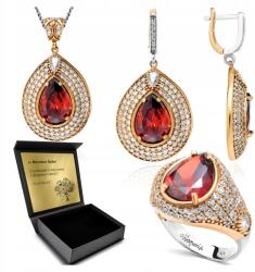 Ottomania Ezüst Ékszer Szett 925 Cirkónia Gránát Női Szett Gravírozás (R139_20r)