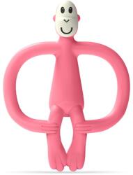 Matchstick Monkey Monkey Teether rágóka 2in1 kefével Pink