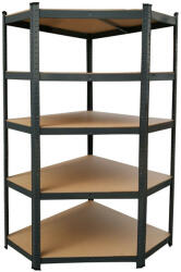  Nagy teherbírású sarokpolc 180x70x40-40 cm 175 kg fekete