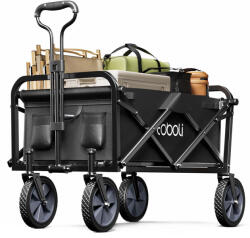  Toboli összecsukható kézikocsi teleszkópos fogantyúval, fekete 100 kg teherbírással