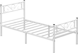 VASAGLE Egyszemélyes Ágykeret, Fém, Fehér