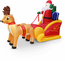  Karácsonyi Felfújható Mikulás szán - 230 cm - IP44 - 9 fehér LED - 100 - 240 V 58067h óriás télapó rénszarvas szánnal 230cm-s (g58067h)