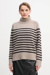 Tommy Hilfiger gyapjú pulóver bézs, garbónyakú, WW0WW46413 - bézs XL