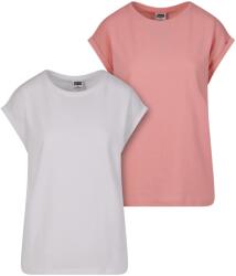 Urban Classics Női kiterjesztett vállú póló (2 darabos csomag) 2XL barna|rózsaszín