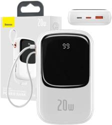 Baseus Powerbank Baseus Qpow PRO Lightning kábellel, USB-C és USB porttal, 20000mAh, 20W (fehér) (PPQD060202)