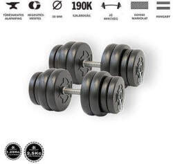 GazoFitness GazoFitness® Kézi Súlyzó 2 x 16 Kg (2, 5kg és 1, 25kg tárcsákkal) fekete