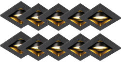 QAZQA 10 db-os készlet okos mennyezeti spotlámpa fekete, WiFi-vel, GU10 foglalattal - Qure (106268)