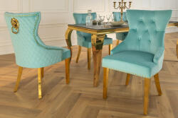 Stílusos étkezőszék Rococo Levia fej türkizkék bársony - arany