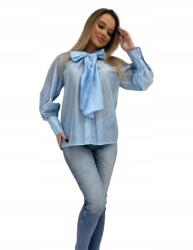  Női ing nagy masnival laza elegáns kék (4257-65)