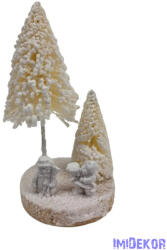  Havas fa talpas fenyő+figura 20 cm - Krém