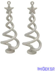 Műanyag kari dekor - Csillámos csillagos tetejű fenyőfa*2