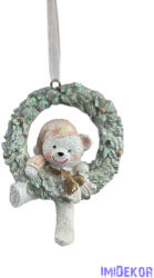  Akasztós fehér maci koszorúban figura