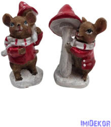  Piros ruhás egérke gombával 9, 5 cm