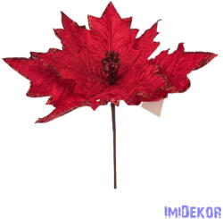 Nagy glitteres szélű mikulás virág - Piros