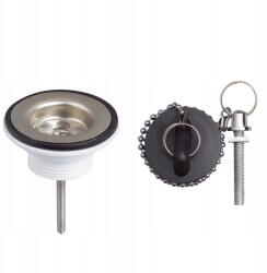 WIRQUIN Mosdó leeresztő szelep, műanyag dugó, acél rács, fekete (W30723119)