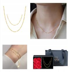 Ann Eivor Női Ékszer Szett Arany Ezüst S925 Arany bevonatú Láncok 585 (Komplet Złoty Naszyjnik Bransoletka Łańcuszki)