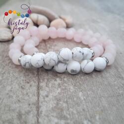 Kristály Jóga Shop Howlit, rózsakvarccal 8 mm-es páros ásvány karkötő
